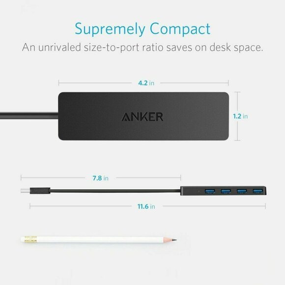 🔥 🔥Anker 4-Port USB 3.0 Ultra Slim Data Hub for Macbook Pro or any Laptop - Picture 6 of 6
